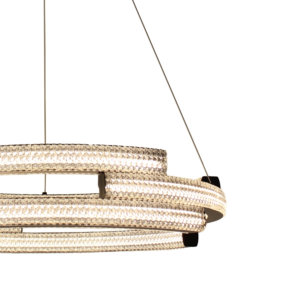 Pendente LED Marsella 58W Luz Amarela 3000K Preto Hevvy