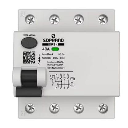 doraneko Interruptor Diferencial DR Tetrapolar 40A 30mA Classe A - Soprano