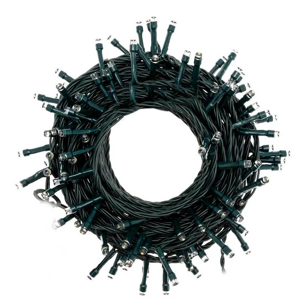 Pisca c/ 100 Leds Fixo 220V Luz Branca Fio Verde c/ 10 Metros - Remanci