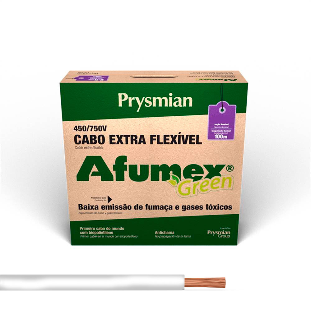 CABO ATOX 2,5MM BRANCO 750V ROLO COM 100 METROS - PRYSMIAN