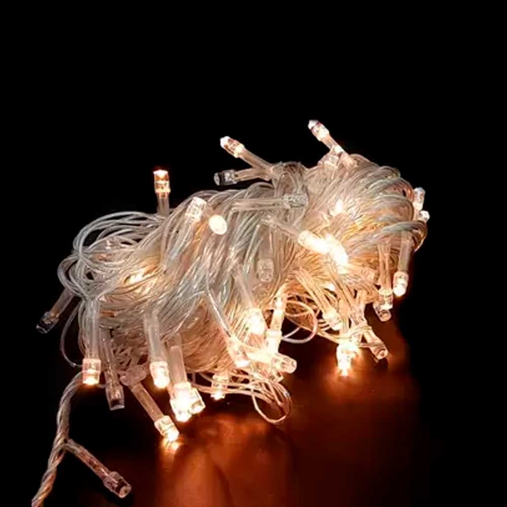 Pisca c/ 100 Leds Fixo 127V Luz Amarela Fio Transparente c/ 10 Metros - Remanci