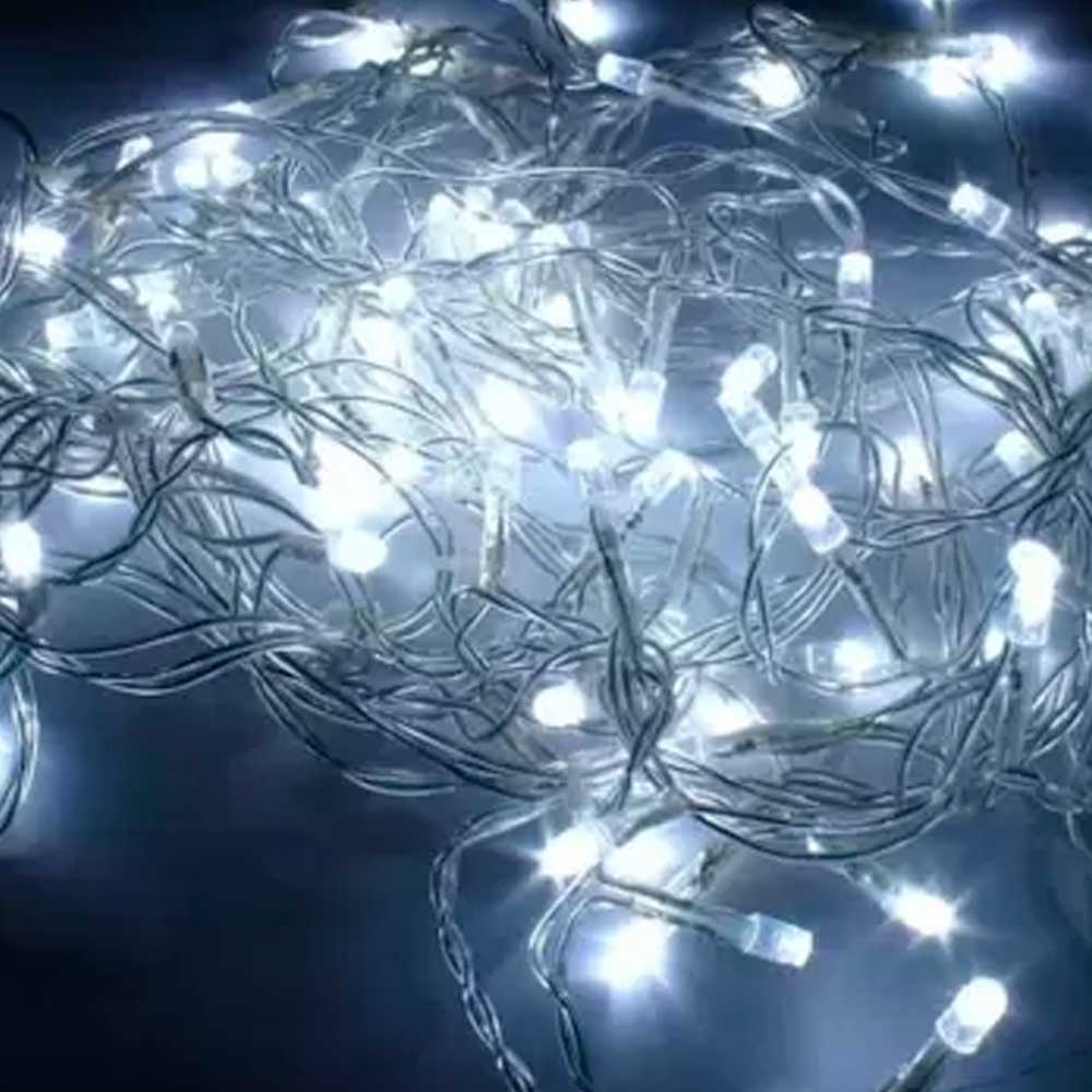 Pisca c/ 100 Leds Fixo 220V Luz Branca Fio Transparente - Benluz