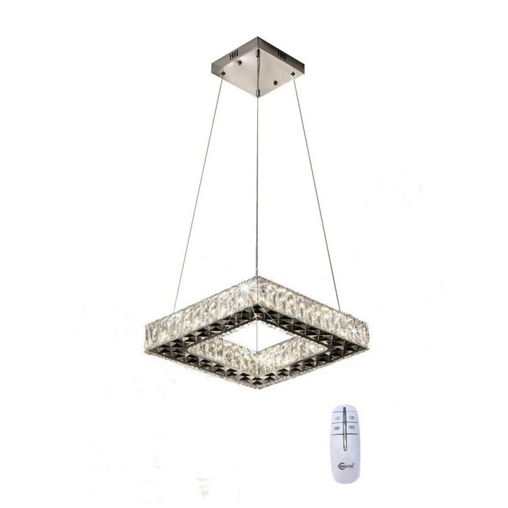 Pendente Led Cristal 32W Bivolt 52X52X14cm com Controle Remoto - Dinamica