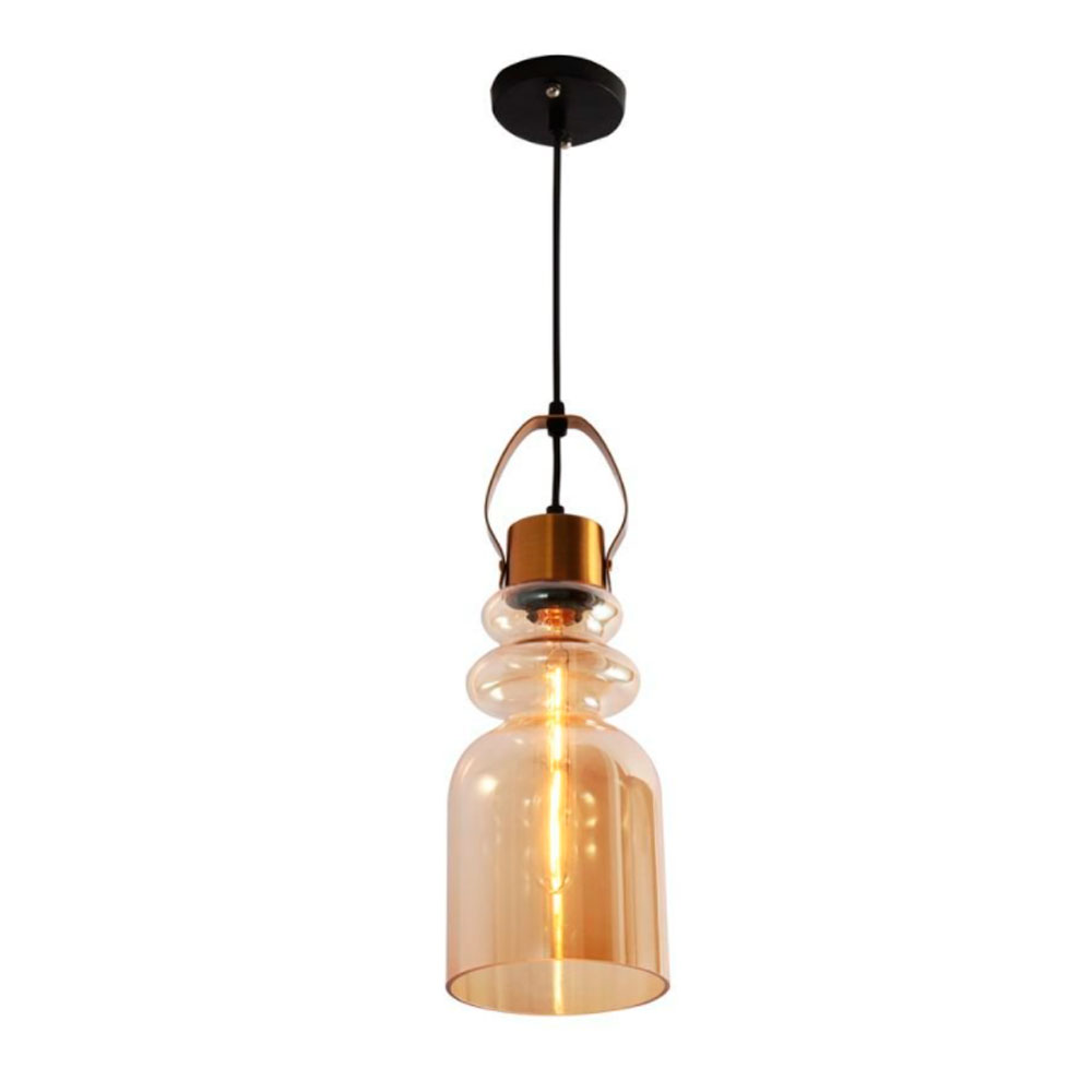 Pendente Vidro e Metal Dourado 15x41cm p/ 1 Lâmpada E27 - Dinâmica