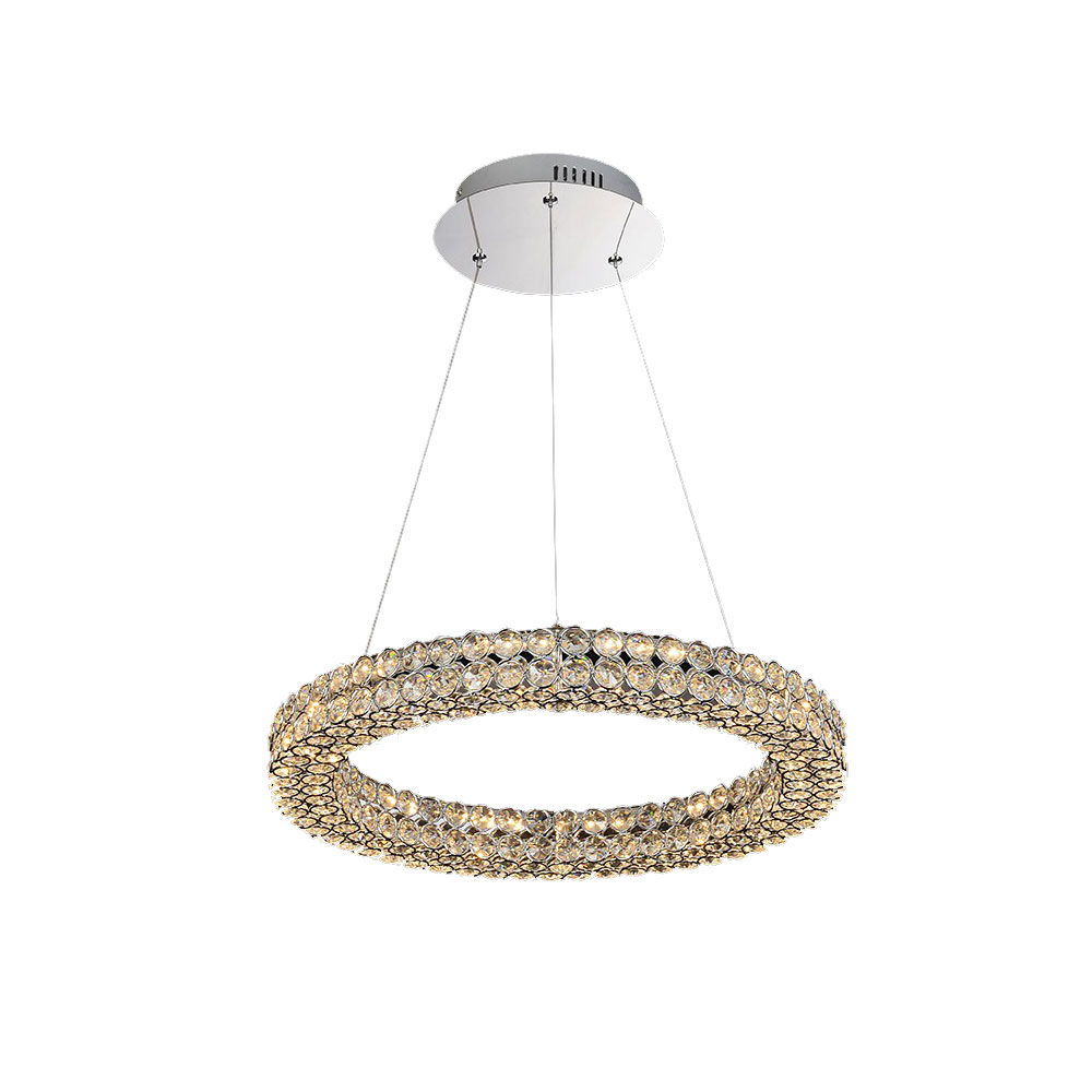 Pendente Led Aliança em Cristal 24W Bivolt Luz Amarela 50cm - Dinâmica Iluminação