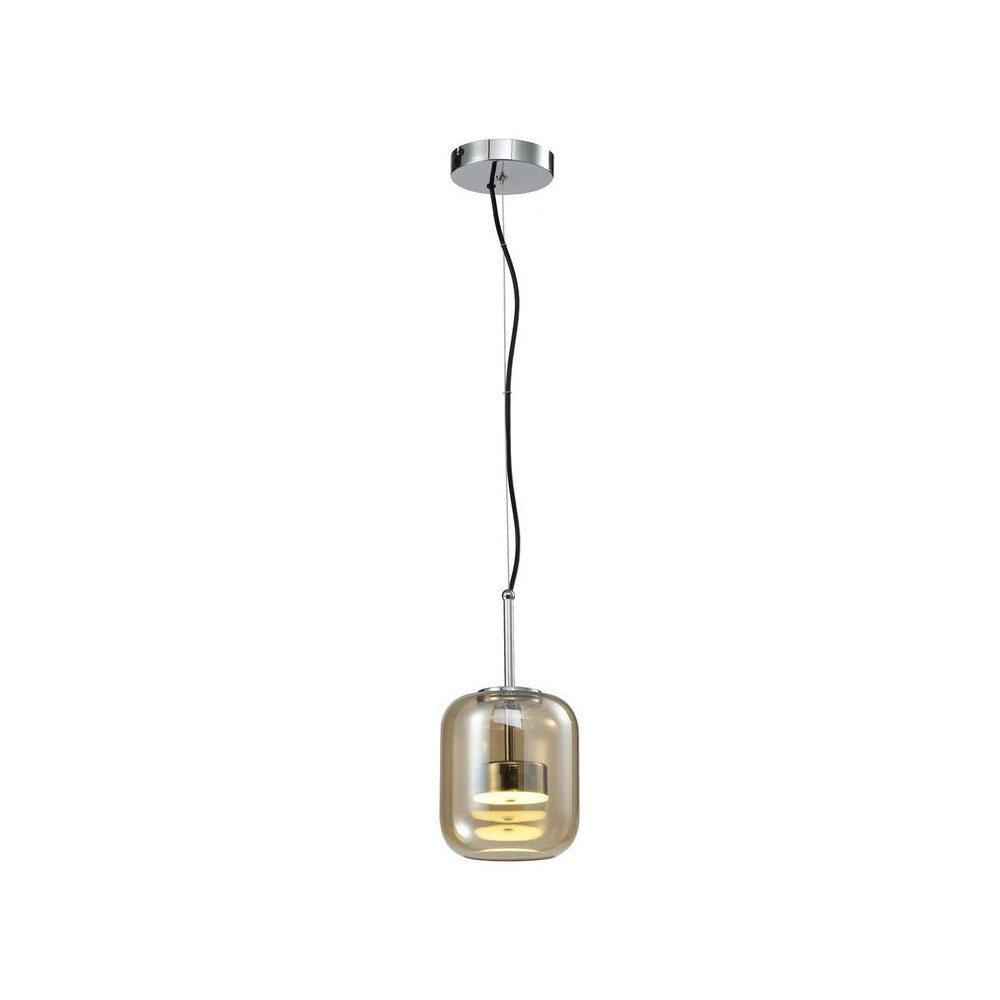 Pendente Led Altoe em Metal e Vidro Luz Amarela Ambar - Hevvy