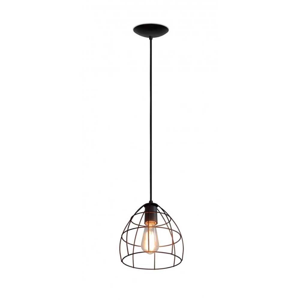 Pendente Gemini Preto 19x19cm p/ 1 Lampada E27 - Nacional Iluminacao