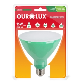 Lampada Led PAR38 16W Bivolt Luz Verde - Ourolux