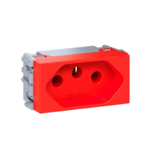 MODULO TOMADA 20A 250V 2 POLOS + TERRA VERMELHO ESATTA - WEG