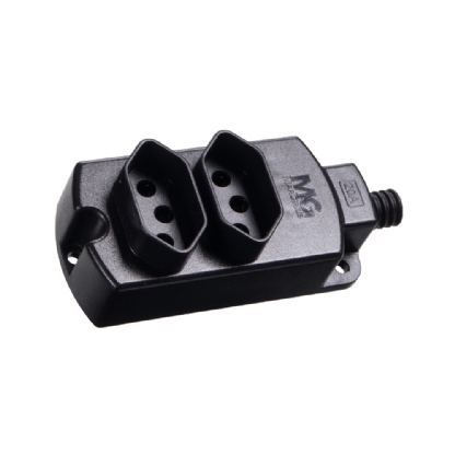TOMADA REGUA DUPLA 2 POLOS + TERRA PB 20A PRETO - MARGIRIUS