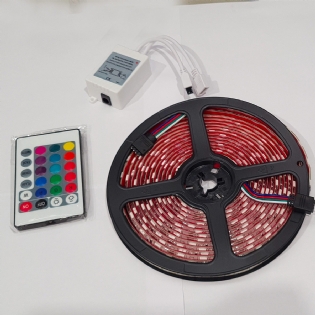 FITA LED 14,4W 12V LUZ RGB IP65 COM CONTROLE 5 METROS - CL LUZ