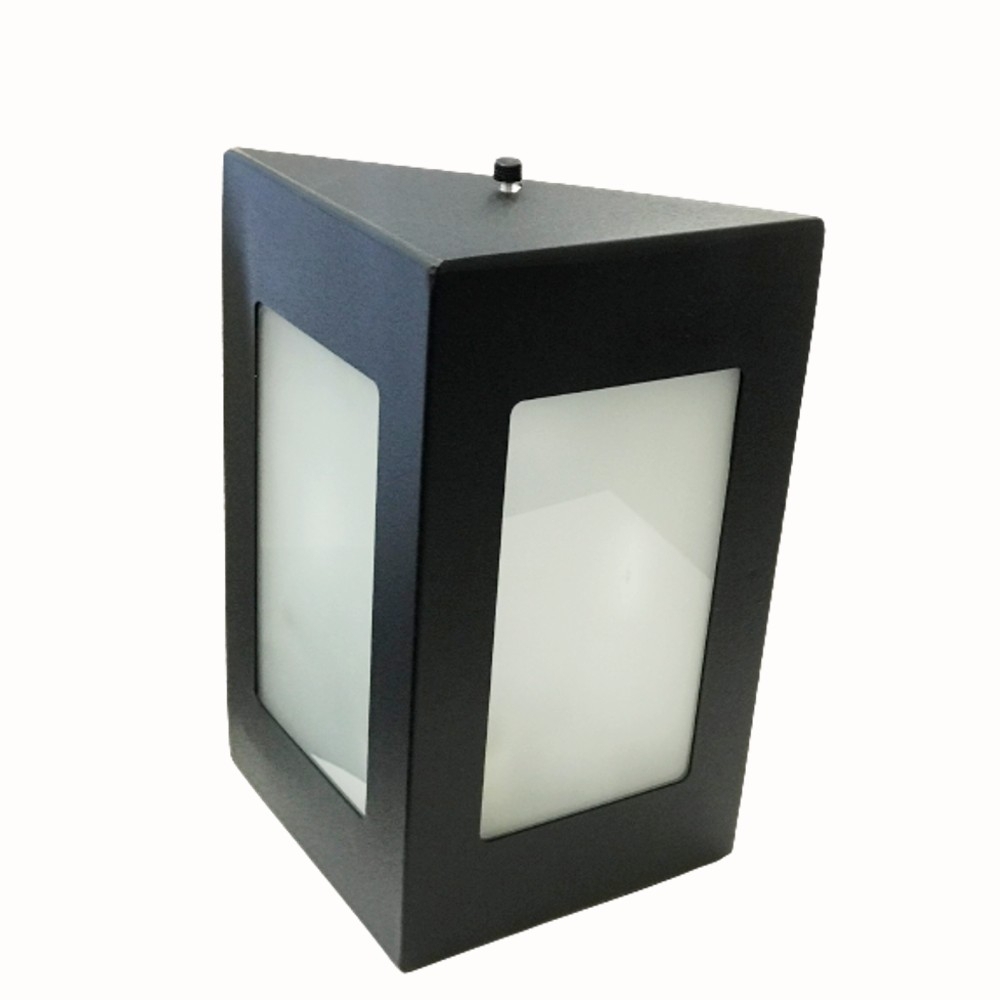 ARANDELA ALUMINIO ZURIQUE TRIANGULAR COM 2 VIDROS PRETO