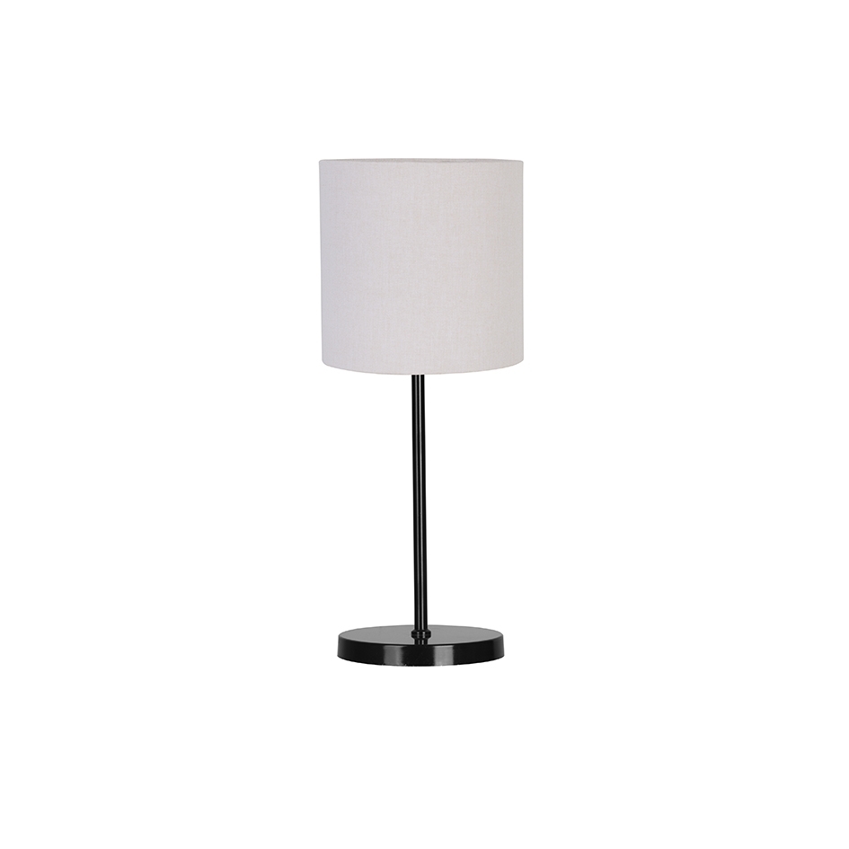 ABAJUR ALUMINIO LORRAN PRETO COM CUPULA BEGE P/1 LAMPADA E27