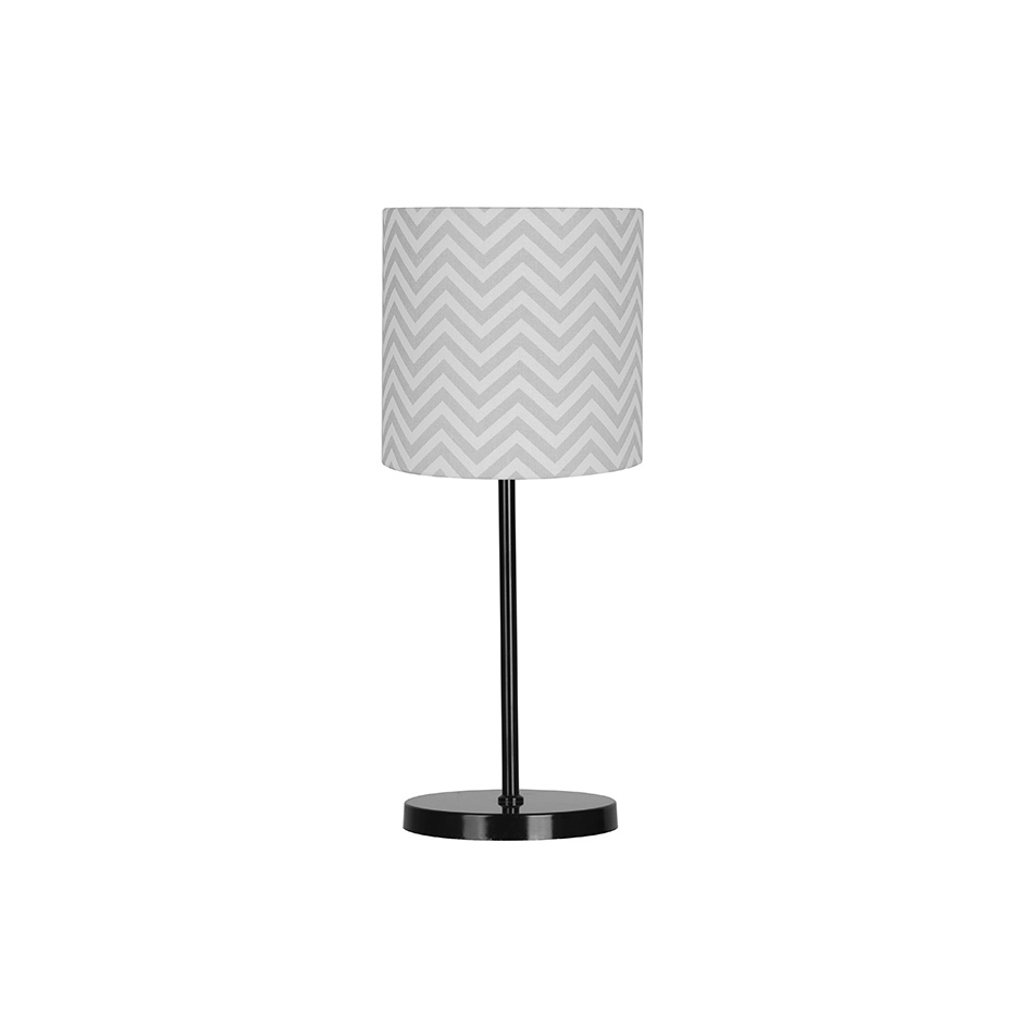 ABAJUR ALUMINIO LORRAN PRETO COM CUPULA CINZA P/1 LAMPADA E27