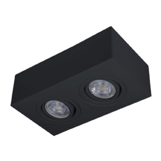 SPOT SOBREPOR PARA 2 LAMPADAS PAR16 GU10 DIRECIONAVEL PRETO - GOLI