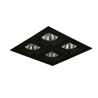 Spot Quadrado Embutir Recuado Aluminio para 4 Lampadas AR70 BA15d Preto - Goli