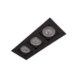 SPOT EMBUTIR PARA 3 LAMPADAS PAR20 E27 RECUADO PRETO MICRO - GOLI