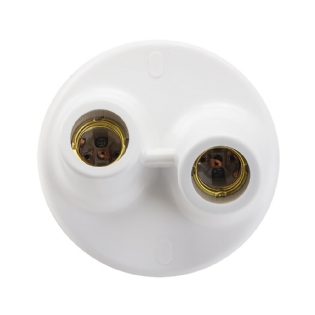 PLAFON COM SOQUETE PORCELANA PARA 2 LAMPADAS E27 BRANCO - KIN LIGHT