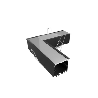CONECTO PERFIL EMBUTIR LARG BRANCO COM DIFUSOR PRETO PARA FITA LAR ATE 30MM - LUMINATTI