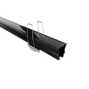 PERFIL LED EMBUTIR 12MM PRETO DIFUSOR PRETO 18X17MM 3 METROS - LUMINATTI