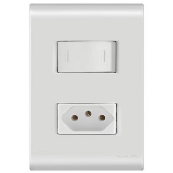 KIT CONJUNTO 4X2 COM 1 INTERRUPTOR PARALELO 10A E 1 TOMADA 2 POLOS + TERRA 20A 250V LIZ - TRAMONTINA