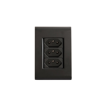 KIT CONJUNTO 4X2 COM 3 TOMADAS 2 POLOS + TERRA 10A 250V GRAFITE LIZ - TRAMONTINA