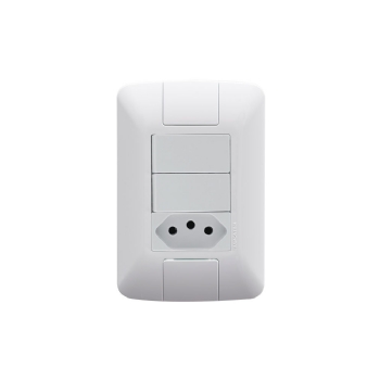 KIT CONJUNTO 4X2 COM 2 INTERRUPTORES SIMPLES 6A E 1 TOMADA 2 POLOS + TERRA 10A 250V ARIA - TRAMONTINA