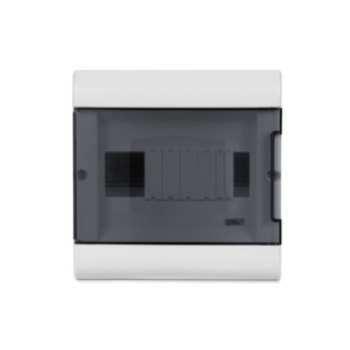 QUADRO DE DISTRIBUICAO SOBREPOR PVC PARA 8 DISJUNTORES DIN PORTA TRANSPARENTE FUME - STECK