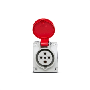 TOMADA INDUSTRIAL EMBUTIR 3 POLOS + TERRA 16A 380/440V VERMELHO 6H - STECK