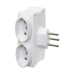 ADAPTADOR 2 TOMADAS 2 POLOS + TERRA 20A 250V + 2 USB 1,5A BRANCO - PIAL LEGRAND