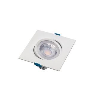 SPOT LED EMBUTIR DIRECIONAVEL 7W BIVOLT 3000K PAR20 610LM QUADRADO BRANCO - STELLA