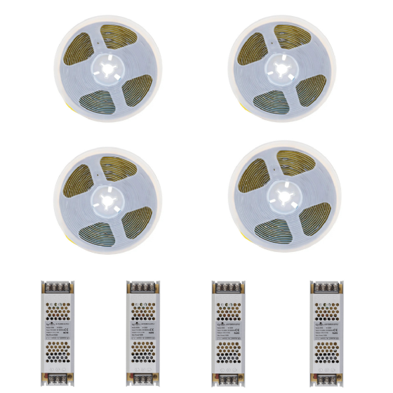 KIT FITA LED COB 18W/M 12V 3000K 20 METROS + 4 FONTES 10A - GAYA