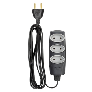 EXTENSAO 3 TOMADAS 2 POLOS 10A NO SHOCK GRAFITE CABO PP 10 METROS - DANEVA LEGRAND