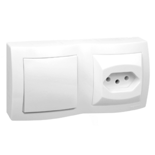 CONJUNTO SIST-X 1 INTERRUPTOR SIMPLES + 1 TOMADA 2P+T PB 10A - LEGRAND