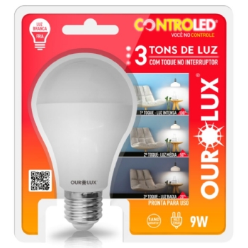 10x LAMPADA LED BULBO 3 INTENSIDADES LUZ BRANCA 6500K 9W BIVOLT E27 - OUROLUX