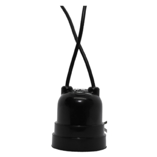 SOQUETE BAQUELITE E27 4A 250V PRETO COM FIO - GERMER