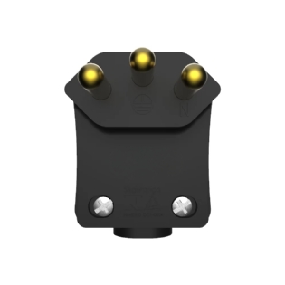 PLUG MACHO 90G 2 POLOS + TERRA 10A 250V COM PRENSA CABO PRETO - SOPRANO