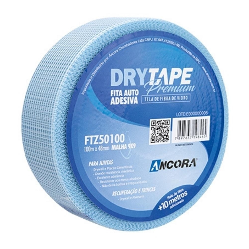 MALHA TELADA FIBRA VIDRO PARA DRYWALL 48MM 45MT AZUL - ANCORA