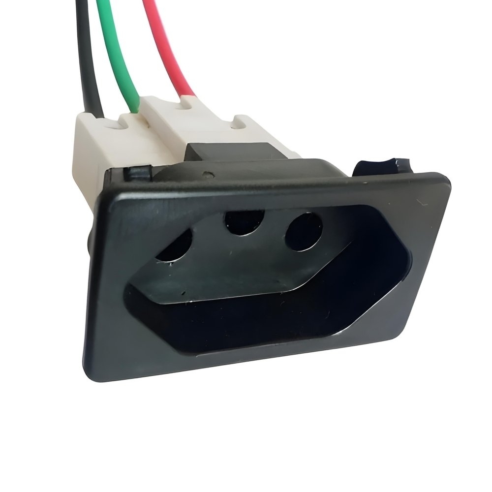 Tomada Painel 2P + T 16A c/ Rabicho Preto - Transmobil