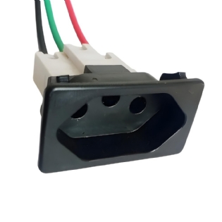 Tomada Painel 2P + T 16A c/ Rabicho Preto - Transmobil