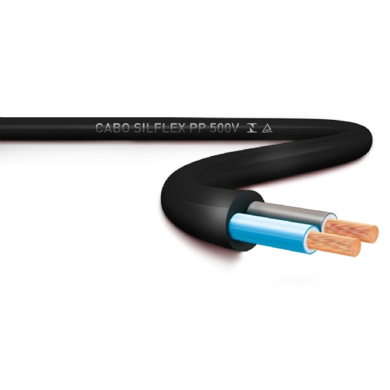 Cabo PP 2x4mm Preto e Azul Claro 300V/500V 4 metros Metragem Unica - Sil