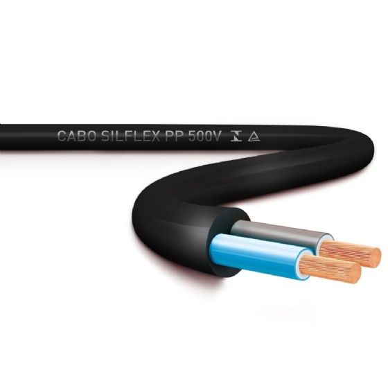 Cabo PP 2x1mm Preto e Azul Claro 300V/500V 4 Metros Metragem Unica - Sil