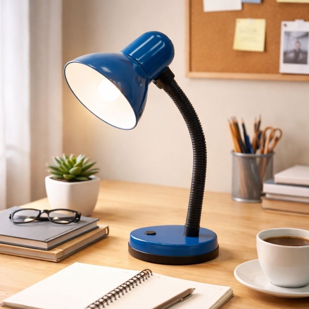 LUMINARIA DE MESA VIKING PARA 1 LAMPADA E27 BIVOLT AZUL - LUMINATTI