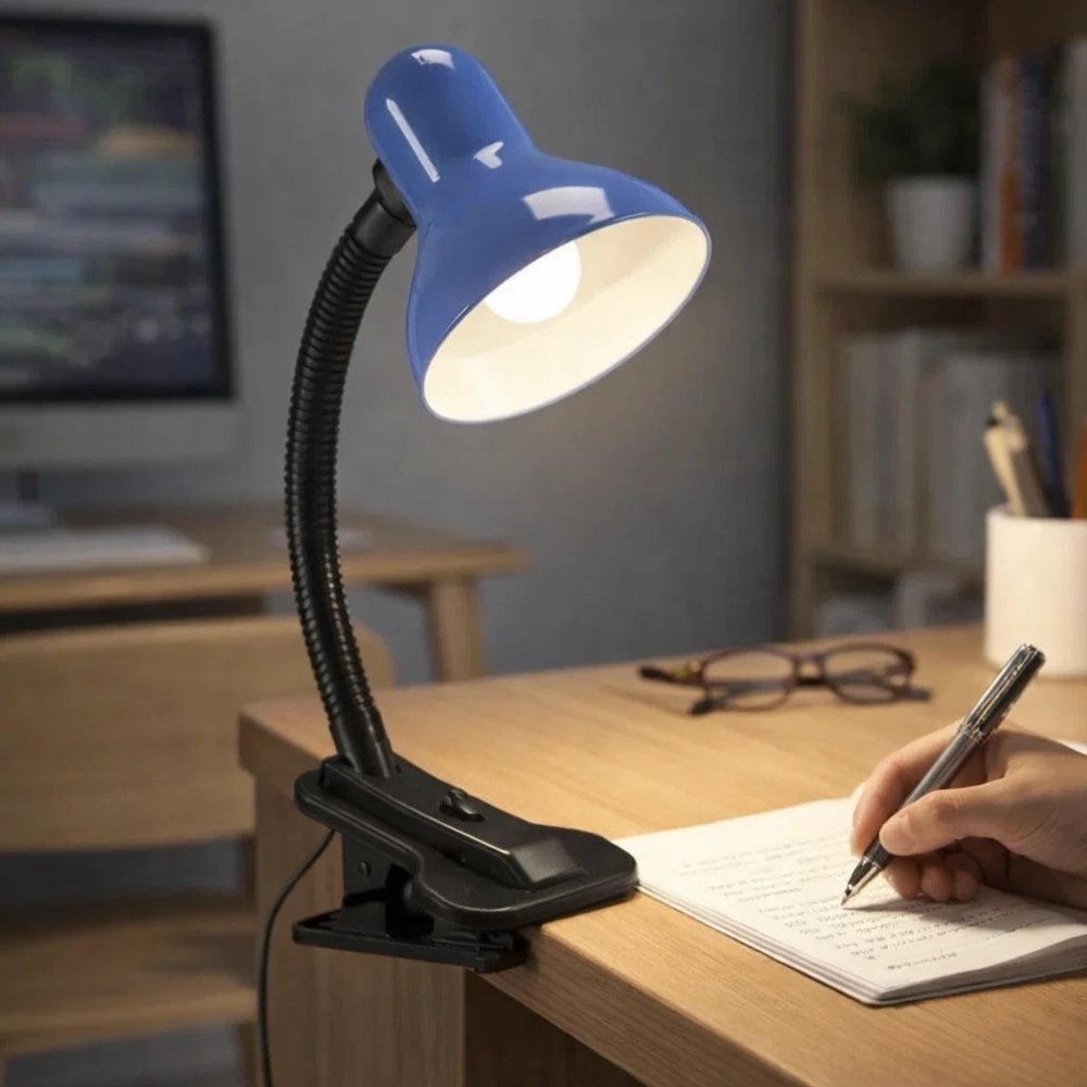 LUMINARIA DE MESA VIKING PARA 1 LAMPADA E27 BIVOLT CLIP AZUL - LUMINATTI