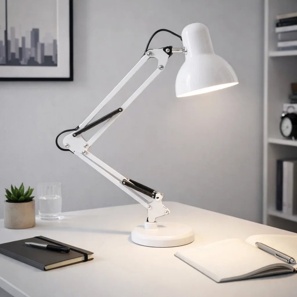 LUMINARIA DE MESA ARTICULAVEL PARA 1 LAMPADA E27 BIVOLT CLIP BRANCO - LUMINATTI