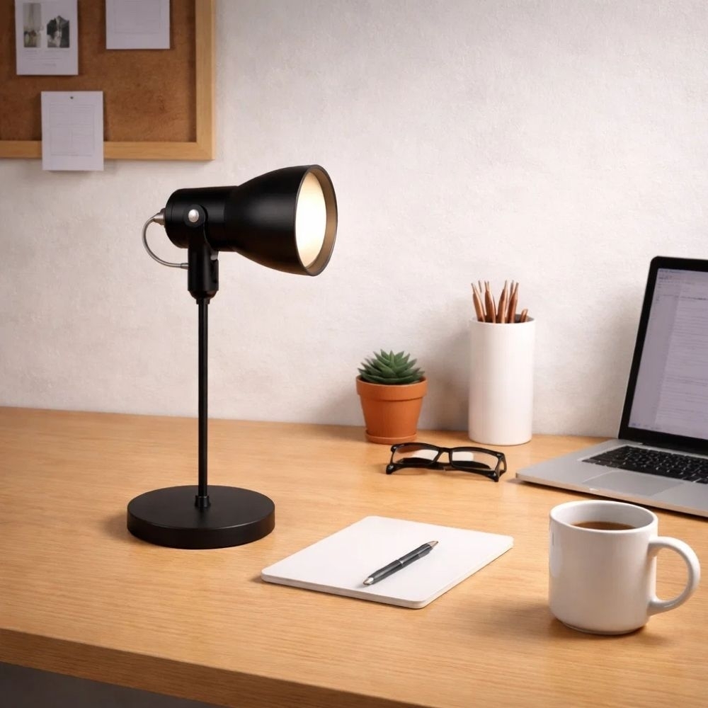 LUMINARIA DE MESA ALUMINIO PRETA PARA 1 LAMPADA E27 - KIN LIGHT