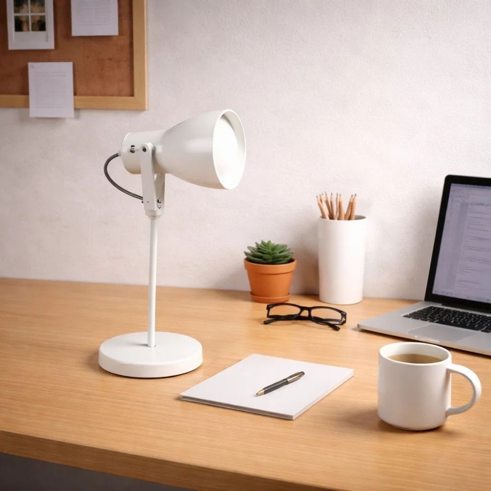 LUMINARIA DE MESA ALUMINIO BRANCA PARA 1 LAMPADA E27 - KIN LIGHT