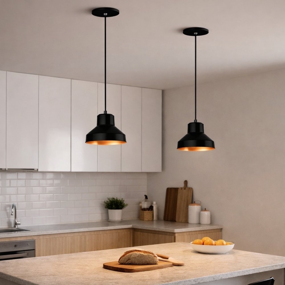 PENDENTE VIENA ALUMINIO PARA 1 LAMPADA E27 60W PRETO/COBRE - KIN LIGHT