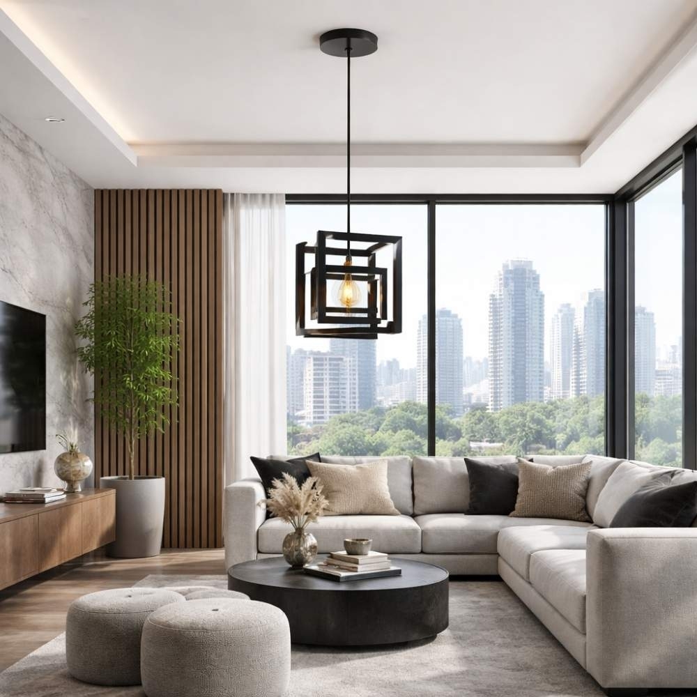 PENDENTE KONIN PARA 1 LAMPADA E27 ALUMINIO PRETO - KIN LIGHT