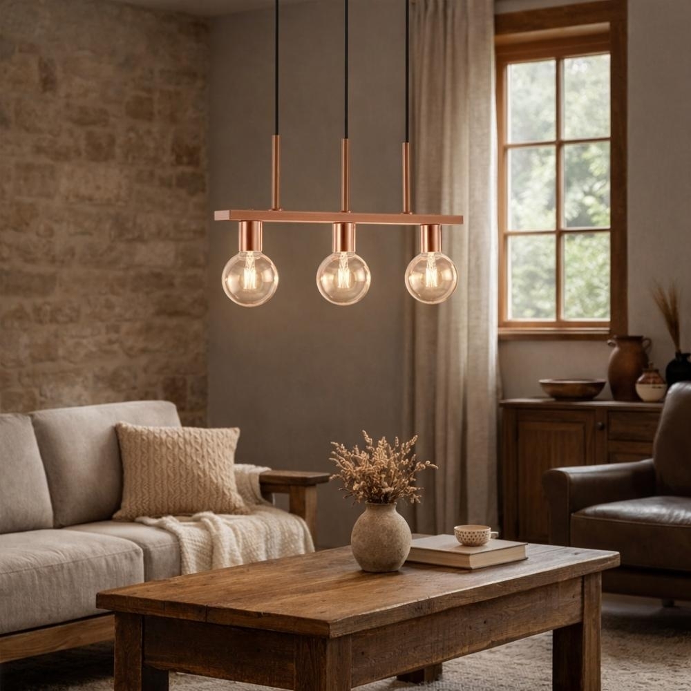 PENDENTE FLORENCE PARA 3 LAMPADAS E27 COBRE - KIN LIGHT